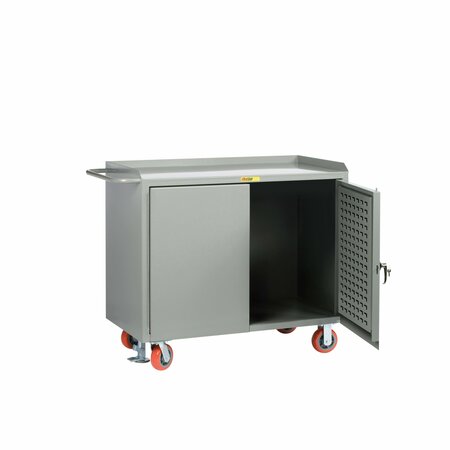 LITTLE GIANT Mobile Bench Cabinets, 36"W, Louvered Panel Doors, Steel Top MB-2436-LPD-FL